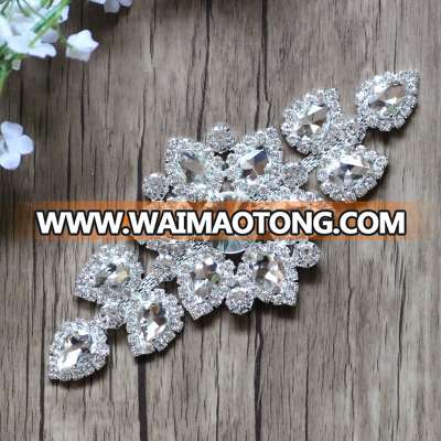 Wholesale rhinestone applique embroidery pearl bridal sash crystal jewelry wedding appliques MYGAP002